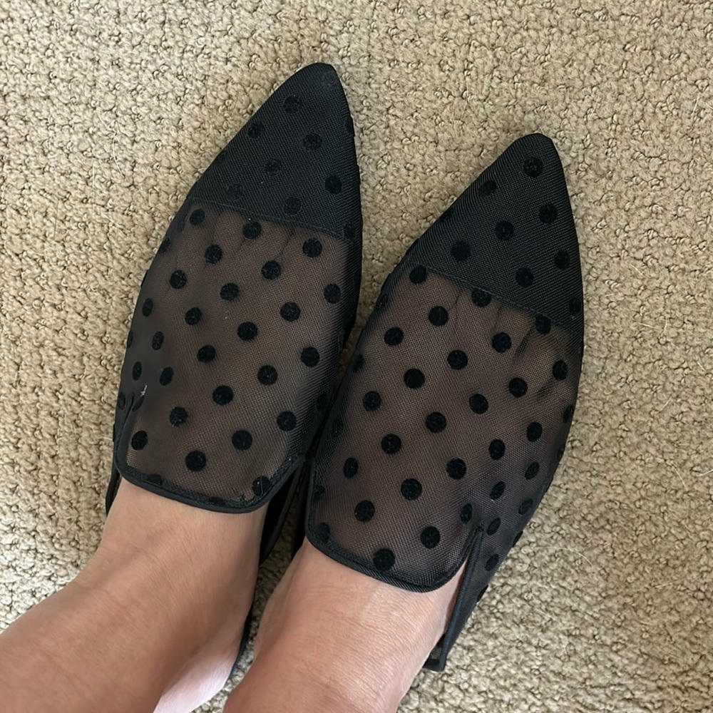 Zara Polka Dot Mesh Mules 39